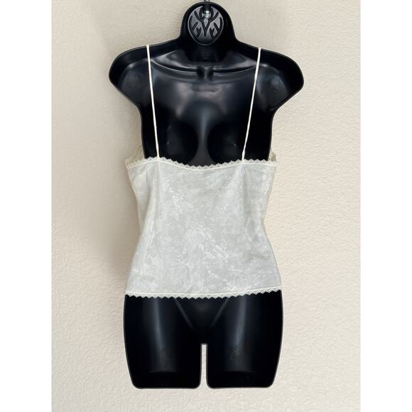 Vintage Y2K Camisole Tank Top White Satin Lace Fairycore Romantic Whimsical M - Picture 5 of 10